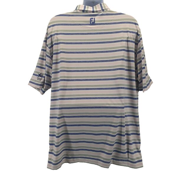 FootJoy FJ Golf Blue Pink Gray Striped Polo Shirt Men's Size 2XL Texas Star Logo - Picture 6 of 8